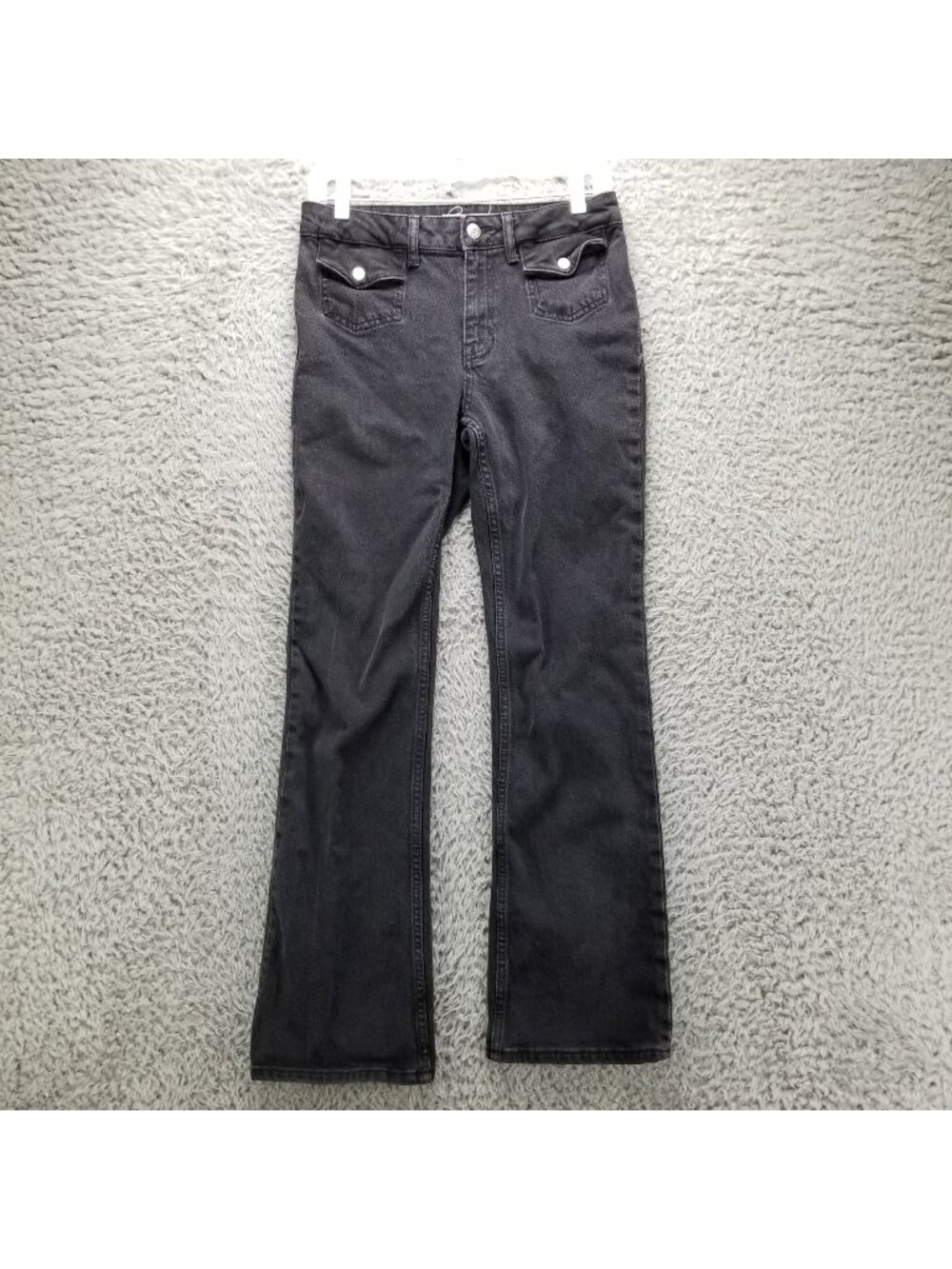 Mango Jeans Womens 6 Black MNG Flared Leg Stretch Denim